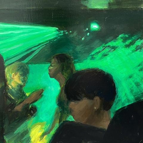 Laser Lights, 10"x10", acrylic on wood panel. 2024.