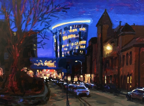Grafton Street & Nova Centre, 12x16, Acrylic on Wood Panel, 2026. Jack Ross