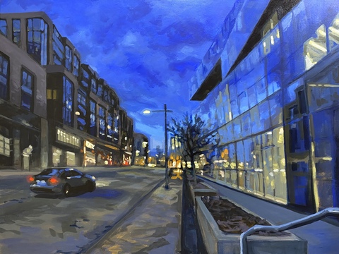 Heading Out, (Queen St. before Spring Garden), 30x40, Acrylic on Canvas, 2026. Jack Ross