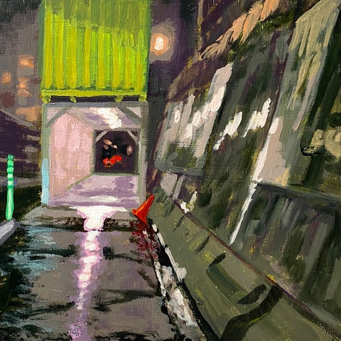 Tunnel, (Hollis Street), 8x8, Acrylic on Wood Panel, 2026. Jack Ross