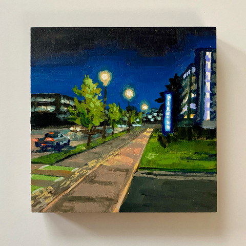 Blue Horizon, (Upper Water St), 6x6, Acrylic on Wood Panel, 2026. Jack Ross