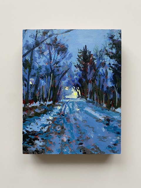 Dusk, Point Pleasant Exit, 4x5, Acrylic on Wood Panel, 2026. Jack Ross